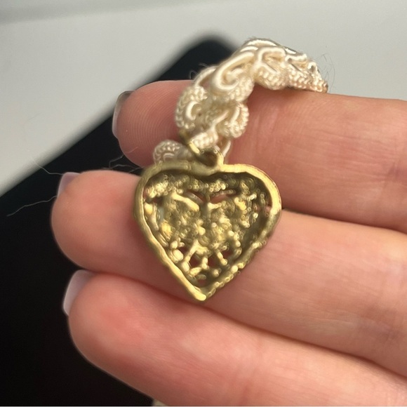 lace choker enamel heart charm romantic vintage victorian revival - Picture 5 of 6